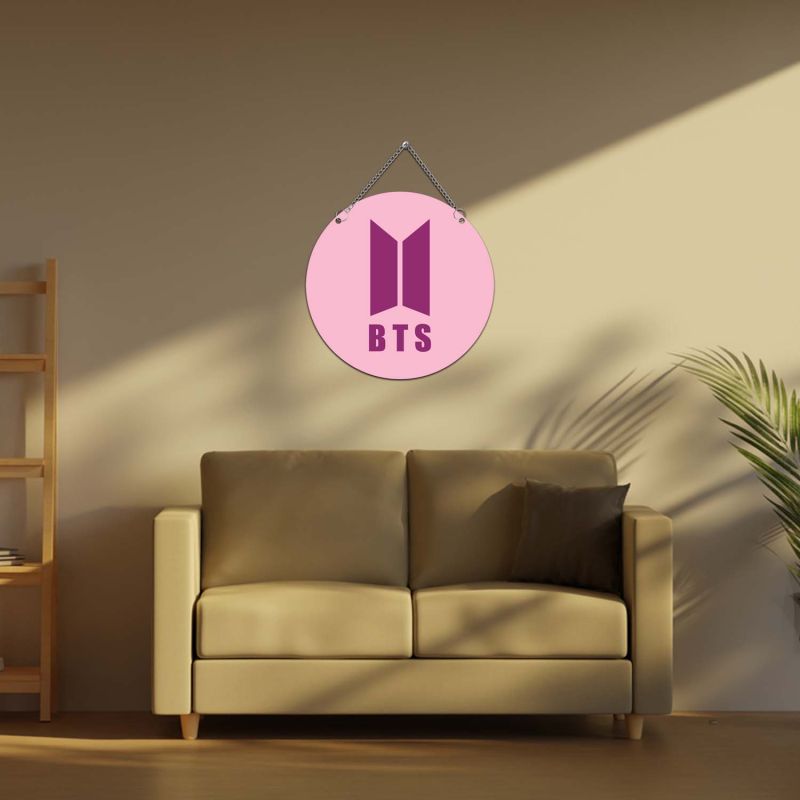Wooden BTS Inspired Logo Wall Hanging K-Pop Themed Room Decor Kids & Teen Bedroom Decor Birthday Return Gift Gift for BTS Fans